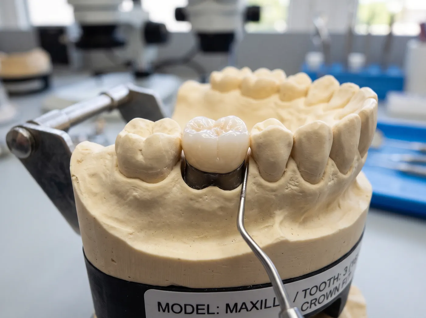 Porcelain dental crown fit at Omni Dental in Arlington Heights, IL