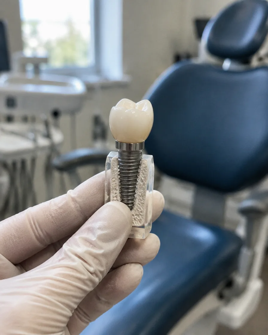 Single dental implant with a porcelain crown at Omni Dental in Arlington Heights, IL