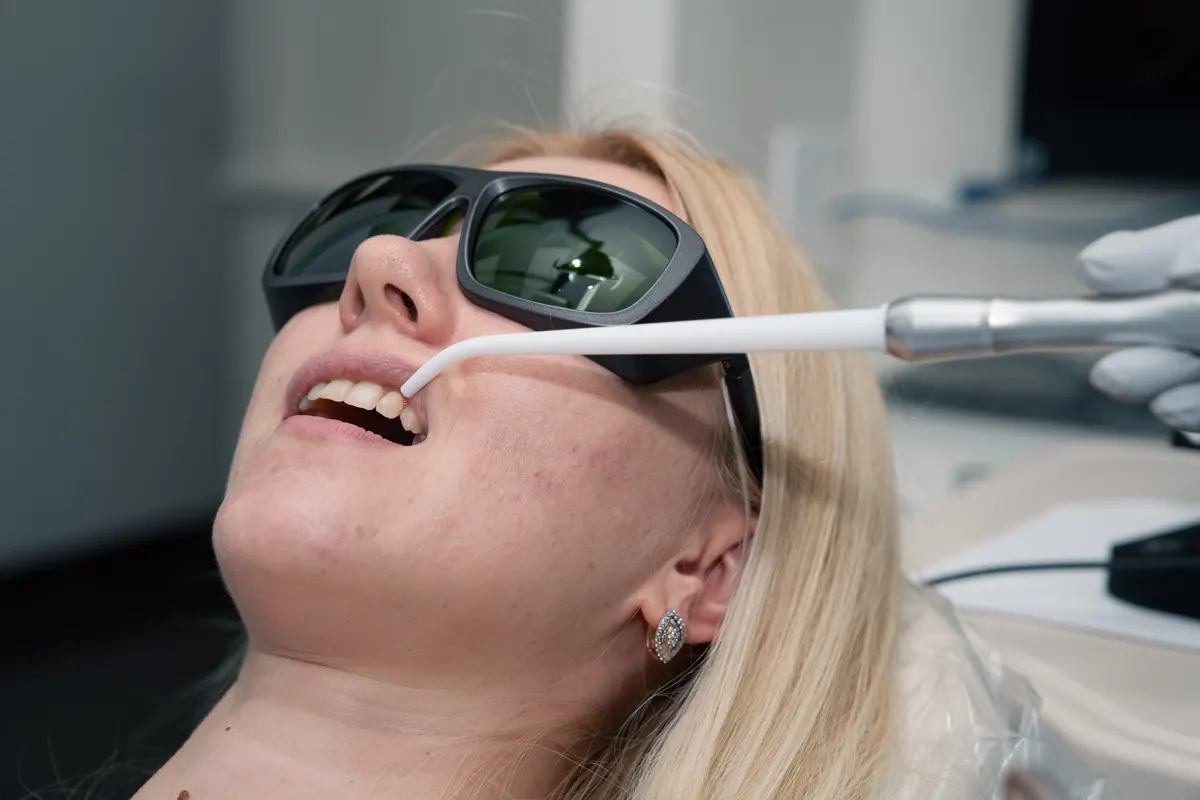 Patient during dental care at Omni Dental in Arlington Heights, IL